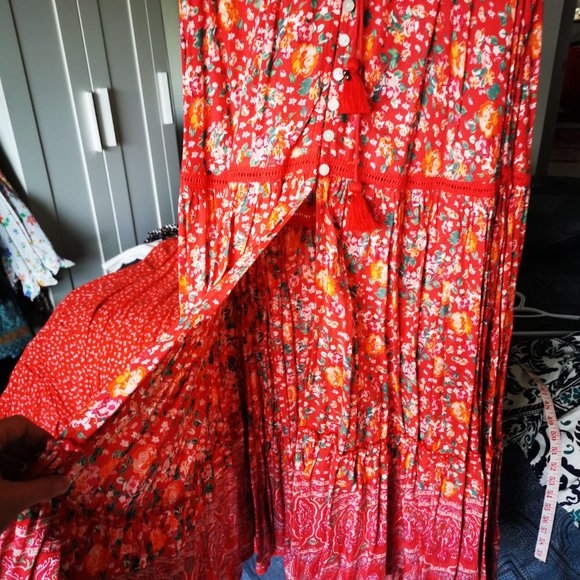 Red Floral Maxi Skirt - Picture 8 of 8